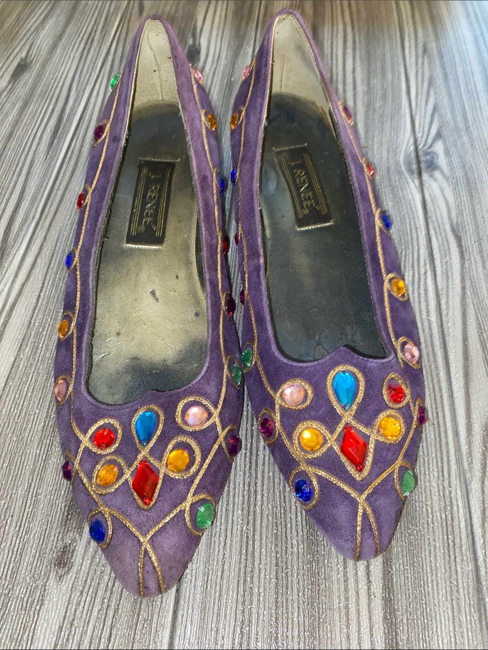 Vintage J.Renee Purple Velvet Jeweled Pointed Flats - Picture 6 of 7